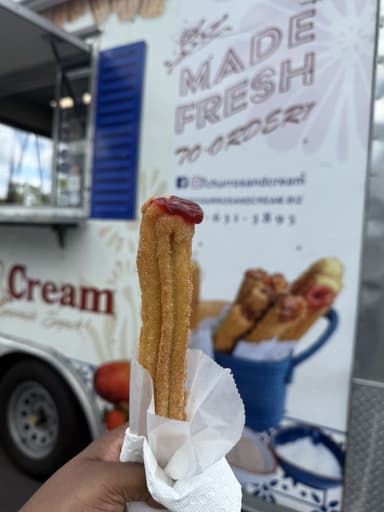 Churros & Cream food truck logo