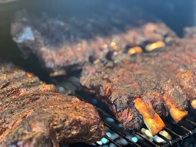 Smokin Rev and Lady Q's Gourmet Barbecue food truck logo